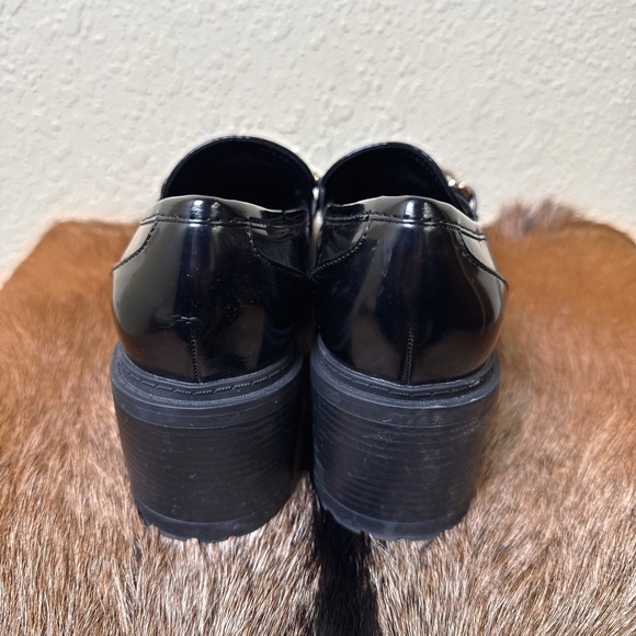 Guess Kimilee 7.5 Patent Leather Platform Chunky Black Loafer Y2K Grunge Indie - Picture 5 of 7